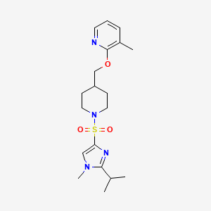 molecular formula C19H28N4O3S B2416298 3-methyl-2-[(1-{[1-methyl-2-(propan-2-yl)-1H-imidazol-4-yl]sulfonyl}piperidin-4-yl)methoxy]pyridine CAS No. 2199907-10-1