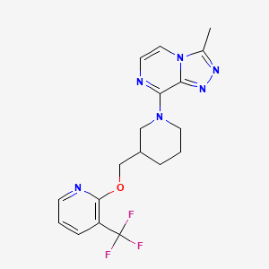molecular formula C18H19F3N6O B2416305 3-Methyl-8-[3-[[3-(trifluoromethyl)pyridin-2-yl]oxymethyl]piperidin-1-yl]-[1,2,4]triazolo[4,3-a]pyrazine CAS No. 2380059-04-9