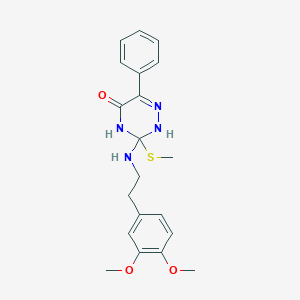 molecular formula C20H24N4O3S B241631 3-((3,4-dimethoxyphenethyl)amino)-3-(methylthio)-6-phenyl-3,4-dihydro-1,2,4-triazin-5(2H)-one 