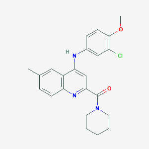molecular formula C23H24ClN3O2 B2416313 (4-((3-氯-4-甲氧苯基)氨基)-6-甲基喹啉-2-基)(哌啶-1-基)甲酮 CAS No. 1226446-78-1