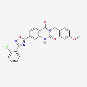 molecular formula C24H17ClN4O4 B2416322 7-(3-(2-chlorophenyl)-1,2,4-oxadiazol-5-yl)-3-(4-methoxybenzyl)quinazoline-2,4(1H,3H)-dione CAS No. 1207051-07-7