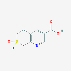 molecular formula C9H9NO4S B2416325 7,7-二氧代-6,8-二氢-5H-硫代吡喃并[3,4-b]吡啶-3-羧酸 CAS No. 2361876-99-3