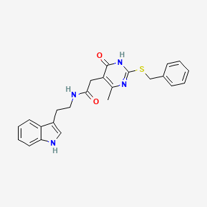 molecular formula C24H24N4O2S B2416326 N-(2-(1H-indol-3-yl)ethyl)-2-(2-(benzylthio)-4-methyl-6-oxo-1,6-dihydropyrimidin-5-yl)acetamide CAS No. 1105214-31-0