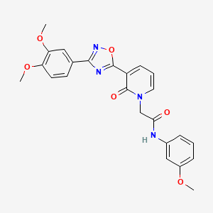 molecular formula C24H22N4O6 B2416327 2-(3-(3-(3,4-dimethoxyphenyl)-1,2,4-oxadiazol-5-yl)-2-oxopyridin-1(2H)-yl)-N-(3-methoxyphenyl)acetamide CAS No. 1105201-62-4