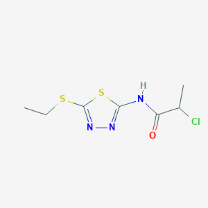 molecular formula C7H10ClN3OS2 B2416329 2-Chloro-N-[5-(ethylthio)-1,3,4-thiadiazol-2-yl]propanamide CAS No. 391864-07-6