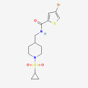 molecular formula C14H19BrN2O3S2 B2416330 4-bromo-N-((1-(cyclopropylsulfonyl)piperidin-4-yl)methyl)thiophene-2-carboxamide CAS No. 1797213-40-1
