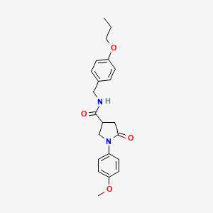 molecular formula C22H26N2O4 B2416361 1-(4-甲氧基苯基)-5-氧代-N-[(4-丙氧基苯基)甲基]吡咯烷-3-羧酰胺 CAS No. 1252855-65-4