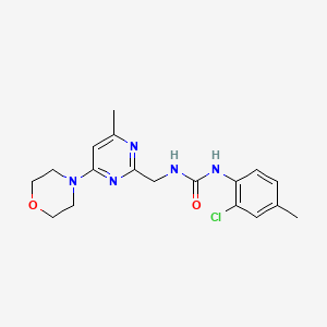 molecular formula C18H22ClN5O2 B2416367 1-(2-Chloro-4-methylphenyl)-3-((4-methyl-6-morpholinopyrimidin-2-yl)methyl)urea CAS No. 1796993-30-0