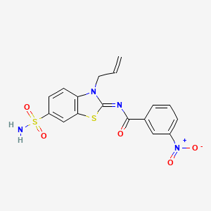 molecular formula C17H14N4O5S2 B2416368 (Z)-N-(3-allyl-6-sulfamoylbenzo[d]thiazol-2(3H)-ylidene)-3-nitrobenzamide CAS No. 887199-62-4