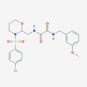 molecular formula C21H24ClN3O6S B2416372 N1-((3-((4-chlorophenyl)sulfonyl)-1,3-oxazinan-2-yl)methyl)-N2-(3-methoxybenzyl)oxalamide CAS No. 872722-76-4