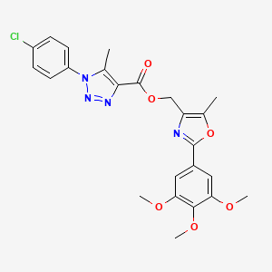 molecular formula C24H23ClN4O6 B2416373 (5-methyl-2-(3,4,5-trimethoxyphenyl)oxazol-4-yl)methyl 1-(4-chlorophenyl)-5-methyl-1H-1,2,3-triazole-4-carboxylate CAS No. 946295-86-9