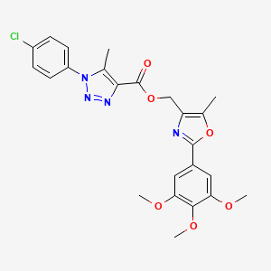 molecular formula C24H23ClN4O6 B2416373 (5-méthyl-2-(3,4,5-triméthoxyphényl)oxazol-4-yl)méthyl 1-(4-chlorophényl)-5-méthyl-1H-1,2,3-triazole-4-carboxylate CAS No. 946295-86-9