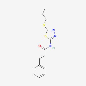 molecular formula C14H17N3OS2 B2416375 3-phenyl-N-(5-propylsulfanyl-1,3,4-thiadiazol-2-yl)propanamide CAS No. 476465-73-3