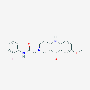 molecular formula C22H22FN3O3 B2416378 N-(2-fluorophenyl)-2-(8-methoxy-6-methyl-10-oxo-3,4,5,10-tetrahydrobenzo[b][1,6]naphthyridin-2(1H)-yl)acetamide CAS No. 1326927-86-9