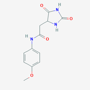 molecular formula C12H13N3O4 B241638 2-(2,5-dioxoimidazolidin-4-yl)-N-(4-methoxyphenyl)acetamide 