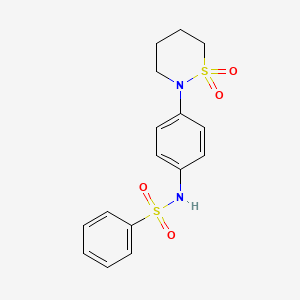 molecular formula C16H18N2O4S2 B2416381 N-[4-(1,1-dioxothiazinan-2-yl)phenyl]benzenesulfonamide CAS No. 899731-91-0