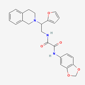 molecular formula C24H23N3O5 B2416382 N1-(benzo[d][1,3]dioxol-5-yl)-N2-(2-(3,4-dihydroisoquinolin-2(1H)-yl)-2-(furan-2-yl)ethyl)oxalamide CAS No. 898416-91-6