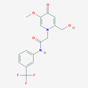 molecular formula C16H15F3N2O4 B2416385 2-(2-(羟甲基)-5-甲氧基-4-氧代吡啶-1(4H)-基)-N-(3-(三氟甲基)苯基)乙酰胺 CAS No. 942010-11-9