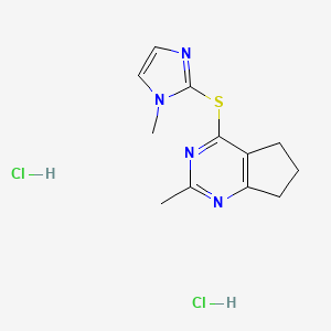 2-methyl-4-((1-methyl-1H-imidazol-2-yl)thio)-6,7-dihydro-5H-cyclopenta[d]pyrimidine dihydrochloride