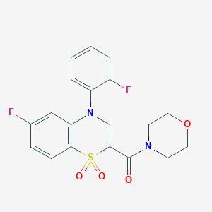 molecular formula C19H16F2N2O4S B2416396 (6-fluoro-4-(2-fluorophenyl)-1,1-dioxido-4H-benzo[b][1,4]thiazin-2-yl)(morpholino)methanone CAS No. 1251568-41-8
