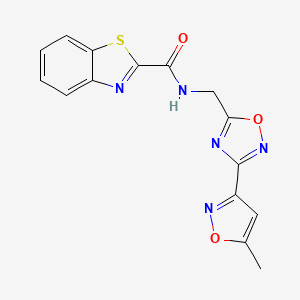 molecular formula C15H11N5O3S B2416400 N-((3-(5-methylisoxazol-3-yl)-1,2,4-oxadiazol-5-yl)methyl)benzo[d]thiazole-2-carboxamide CAS No. 2034460-15-4
