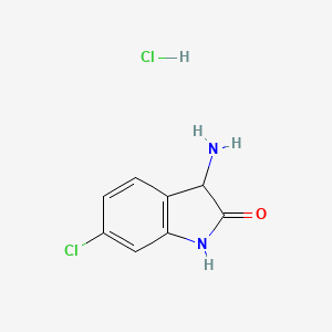 molecular formula C8H8Cl2N2O B2416412 3-Amino-6-chloro-1,3-dihydroindol-2-one;hydrochloride CAS No. 1078566-89-8