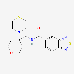 molecular formula C17H22N4O2S2 B2416418 N-[(4-Thiomorpholin-4-yloxan-4-yl)methyl]-2,1,3-benzothiadiazole-5-carboxamide CAS No. 2415603-50-6