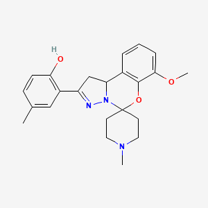 molecular formula C23H27N3O3 B2416419 2-(7-Methoxy-1'-methyl-1,10b-dihydrospiro[benzo[e]pyrazolo[1,5-c][1,3]oxazine-5,4'-piperidin]-2-yl)-4-methylphenol CAS No. 899983-90-5