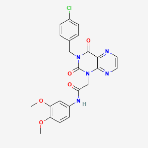 molecular formula C23H20ClN5O5 B2416420 2-(3-(4-chlorobenzyl)-2,4-dioxo-3,4-dihydropteridin-1(2H)-yl)-N-(3,4-dimethoxyphenyl)acetamide CAS No. 1359454-83-3