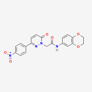 molecular formula C20H16N4O6 B2416424 N-(2,3-dihydro-1,4-benzodioxin-6-yl)-2-[3-(4-nitrophenyl)-6-oxopyridazin-1-yl]acetamide CAS No. 899753-33-4