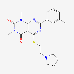 1,3-dimethyl-7-(3-methylphenyl)-5-{[2-(pyrrolidin-1-yl)ethyl]sulfanyl}-1H,2H,3H,4H-[1,3]diazino[4,5-d]pyrimidine-2,4-dione