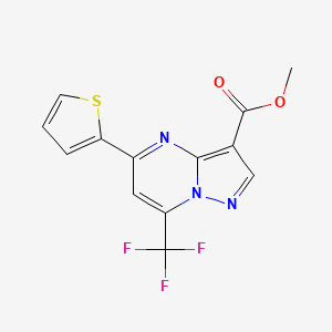 molecular formula C13H8F3N3O2S B2416434 Methyl 5-(thiophen-2-yl)-7-(trifluoromethyl)pyrazolo[1,5-a]pyrimidine-3-carboxylate CAS No. 333762-00-8
