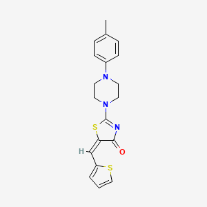 molecular formula C19H19N3OS2 B2416438 2-[4-(4-methylphenyl)-1-piperazinyl]-5-(2-thienylmethylene)-1,3-thiazol-4(5H)-one CAS No. 1164527-43-8