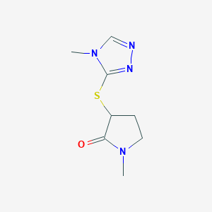 molecular formula C8H12N4OS B2416443 1-methyl-3-((4-methyl-4H-1,2,4-triazol-3-yl)thio)pyrrolidin-2-one CAS No. 2309590-54-1