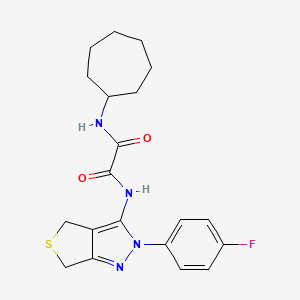 molecular formula C20H23FN4O2S B2416449 N-cycloheptyl-N'-[2-(4-fluorophenyl)-4,6-dihydrothieno[3,4-c]pyrazol-3-yl]oxamide CAS No. 900010-20-0