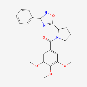 molecular formula C22H23N3O5 B2416450 3-Phenyl-5-[1-(3,4,5-trimethoxybenzoyl)pyrrolidin-2-yl]-1,2,4-oxadiazole CAS No. 1787855-63-3