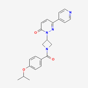molecular formula C22H22N4O3 B2416455 2-[1-(4-Propan-2-yloxybenzoyl)azetidin-3-yl]-6-pyridin-4-ylpyridazin-3-one CAS No. 2380193-25-7