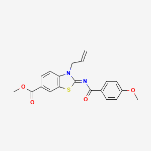 molecular formula C20H18N2O4S B2416459 (Z)-3-烯丙基-2-((4-甲氧基苯甲酰)亚氨基)-2,3-二氢苯并[d]噻唑-6-羧酸甲酯 CAS No. 941916-67-2