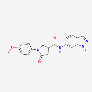 molecular formula C19H18N4O3 B2416462 N-(1H-indazol-6-yl)-1-(4-methoxyphenyl)-5-oxopyrrolidine-3-carboxamide CAS No. 1219902-25-6