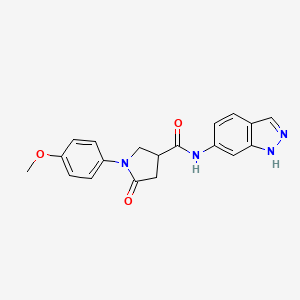 molecular formula C19H18N4O3 B2416462 N-(1H-吲唑-6-基)-1-(4-甲氧基苯基)-5-氧代吡咯烷-3-甲酰胺 CAS No. 1219902-25-6