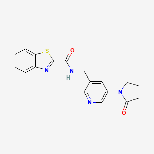 molecular formula C18H16N4O2S B2416463 N-((5-(2-oxopyrrolidin-1-yl)pyridin-3-yl)methyl)benzo[d]thiazole-2-carboxamide CAS No. 2034299-00-6