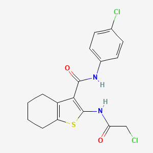 molecular formula C17H16Cl2N2O2S B2416469 2-(2-Chloroacetamido)-N-(4-chlorophenyl)-4,5,6,7-tetrahydrobenzo[b]thiophene-3-carboxamide CAS No. 721892-21-3