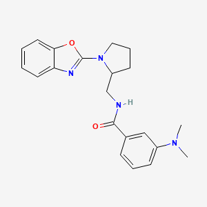 molecular formula C21H24N4O2 B2416472 N-((1-(benzo[d]oxazol-2-yl)pyrrolidin-2-yl)methyl)-3-(dimethylamino)benzamide CAS No. 1795492-02-2