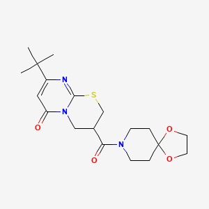 8-(tert-butyl)-3-(1,4-dioxa-8-azaspiro[4.5]decane-8-carbonyl)-3,4-dihydropyrimido[2,1-b][1,3]thiazin-6(2H)-one