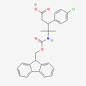 molecular formula C27H26ClNO4 B2416478 3-(4-Chlorophenyl)-4-(9H-fluoren-9-ylmethoxycarbonylamino)-4-methylpentanoic acid CAS No. 2137950-84-4