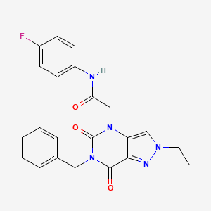 molecular formula C22H20FN5O3 B2416480 2-(6-benzyl-2-ethyl-5,7-dioxo-6,7-dihydro-2H-pyrazolo[4,3-d]pyrimidin-4(5H)-yl)-N-(4-fluorophenyl)acetamide CAS No. 951592-75-9