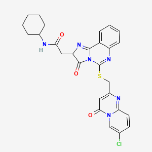 2-[5-[(7-chloro-4-oxopyrido[1,2-a]pyrimidin-2-yl)methylsulfanyl]-3-oxo-2H-imidazo[1,2-c]quinazolin-2-yl]-N-cyclohexylacetamide