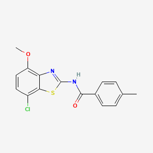 molecular formula C16H13ClN2O2S B2416484 N-(7-chloro-4-methoxybenzo[d]thiazol-2-yl)-4-methylbenzamide CAS No. 886963-51-5