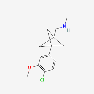 molecular formula C14H18ClNO B2416495 1-[3-(4-Chloro-3-methoxyphenyl)-1-bicyclo[1.1.1]pentanyl]-N-methylmethanamine CAS No. 2287287-17-4