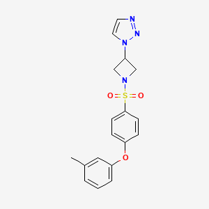 molecular formula C18H18N4O3S B2416497 1-(1-((4-(m-tolyloxy)phenyl)sulfonyl)azetidin-3-yl)-1H-1,2,3-triazole CAS No. 2034381-18-3
